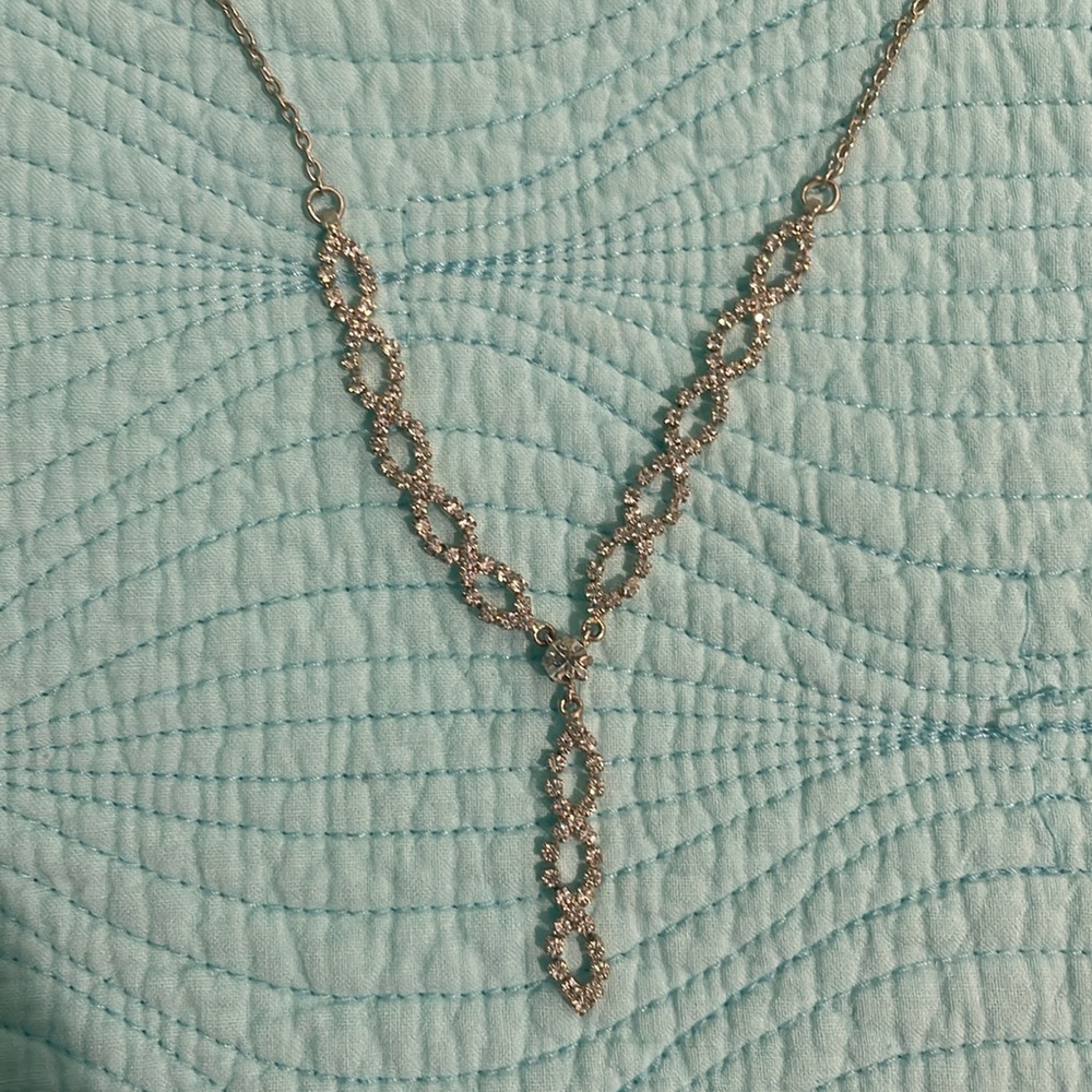 Charter Club Crystal like stone Y necklace